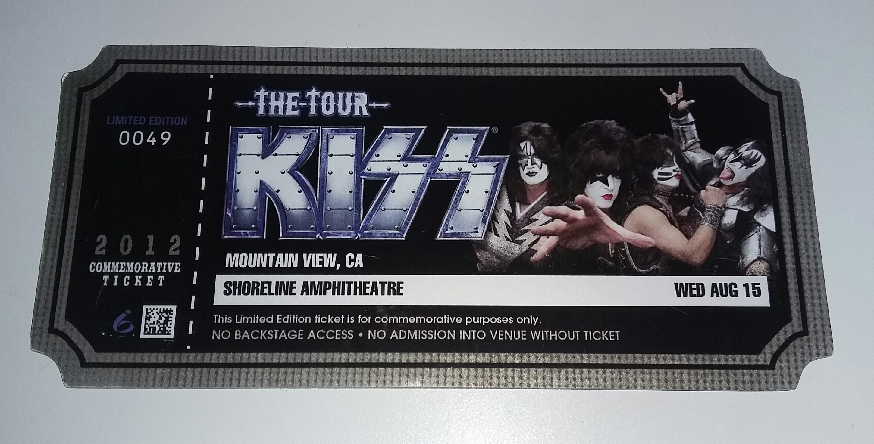 KISS TICKETS ROCK COLLECTOR